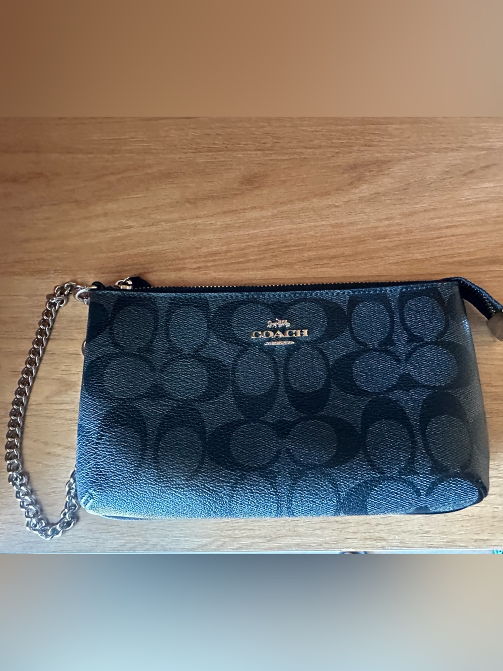 Authentic Coach Black signature wristlet